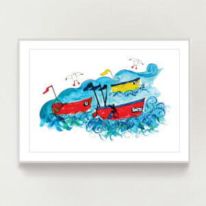 Three fishing boats print