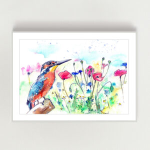 Kingfisher and Poppies Print