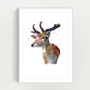 Richmond Park Deer Watercolour Print