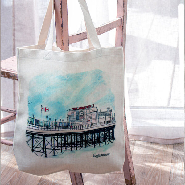 Worthing Pier Linen Tote Bag